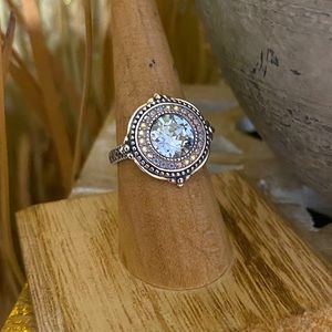Sterling Silver Swarovski Crystal Ring Size 7